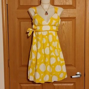 A Byer Yellow & White Circle Design Summer Dress